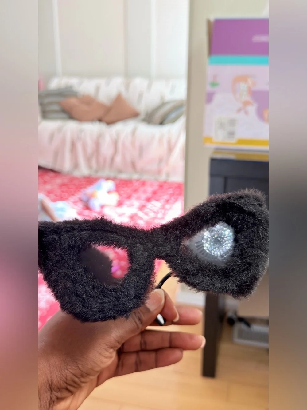 Black Fuzzy Cat Sunglasses - Plush Pet Accessory